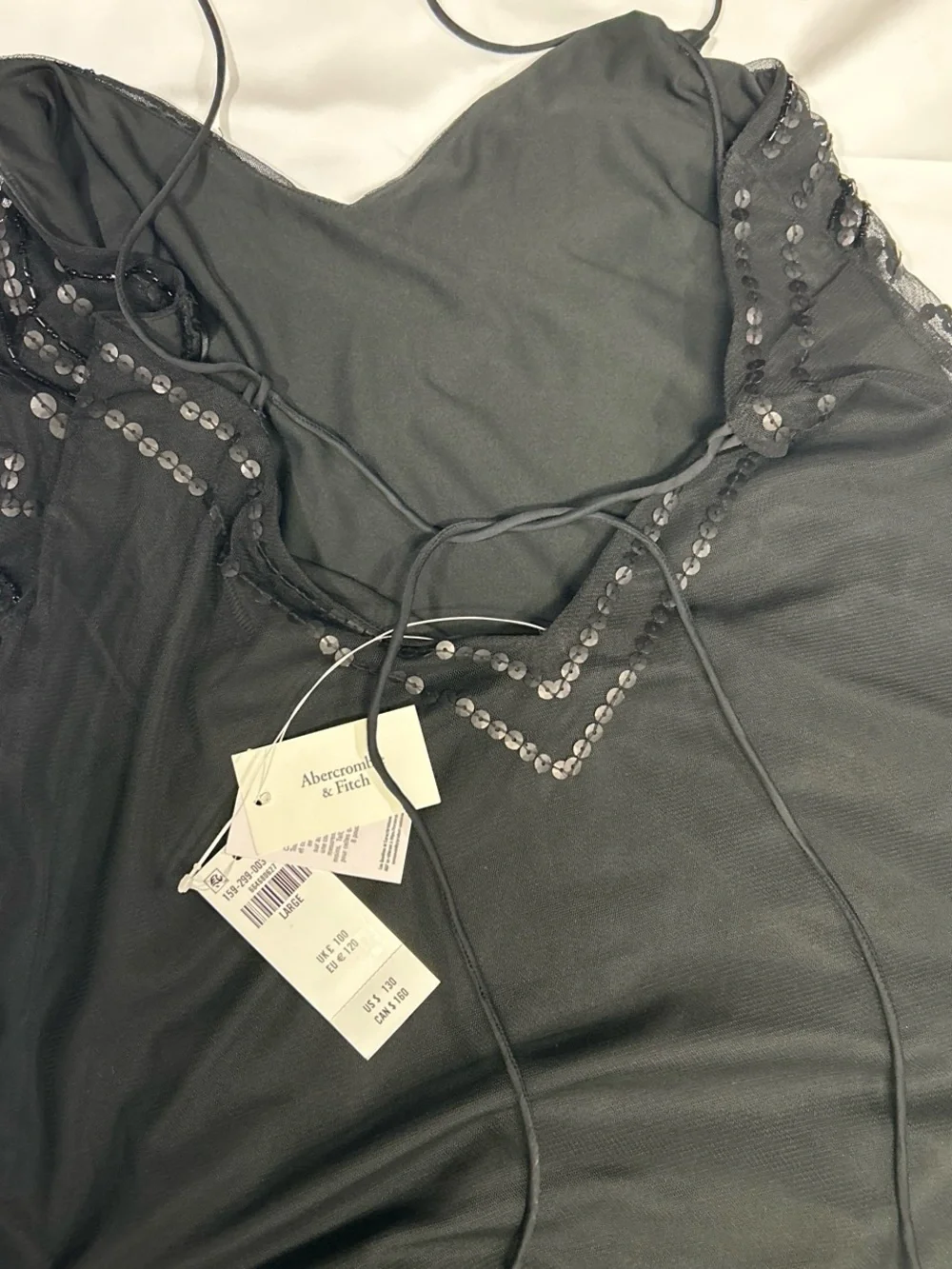 Abercrombie & Fitch Black Beaded Maxi Slip Dress